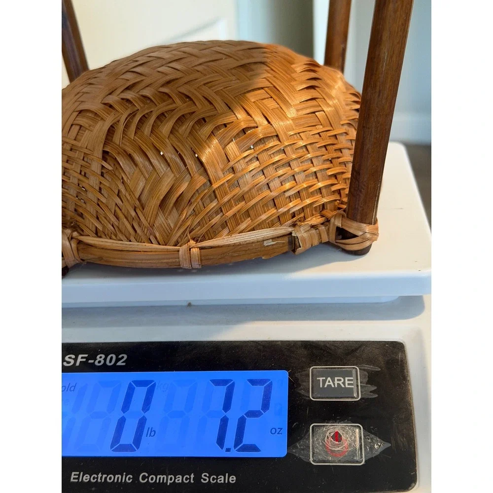 Vintage 2 Tier Woven Bamboo Wicker Basket Natural Boho Countertop Organizer